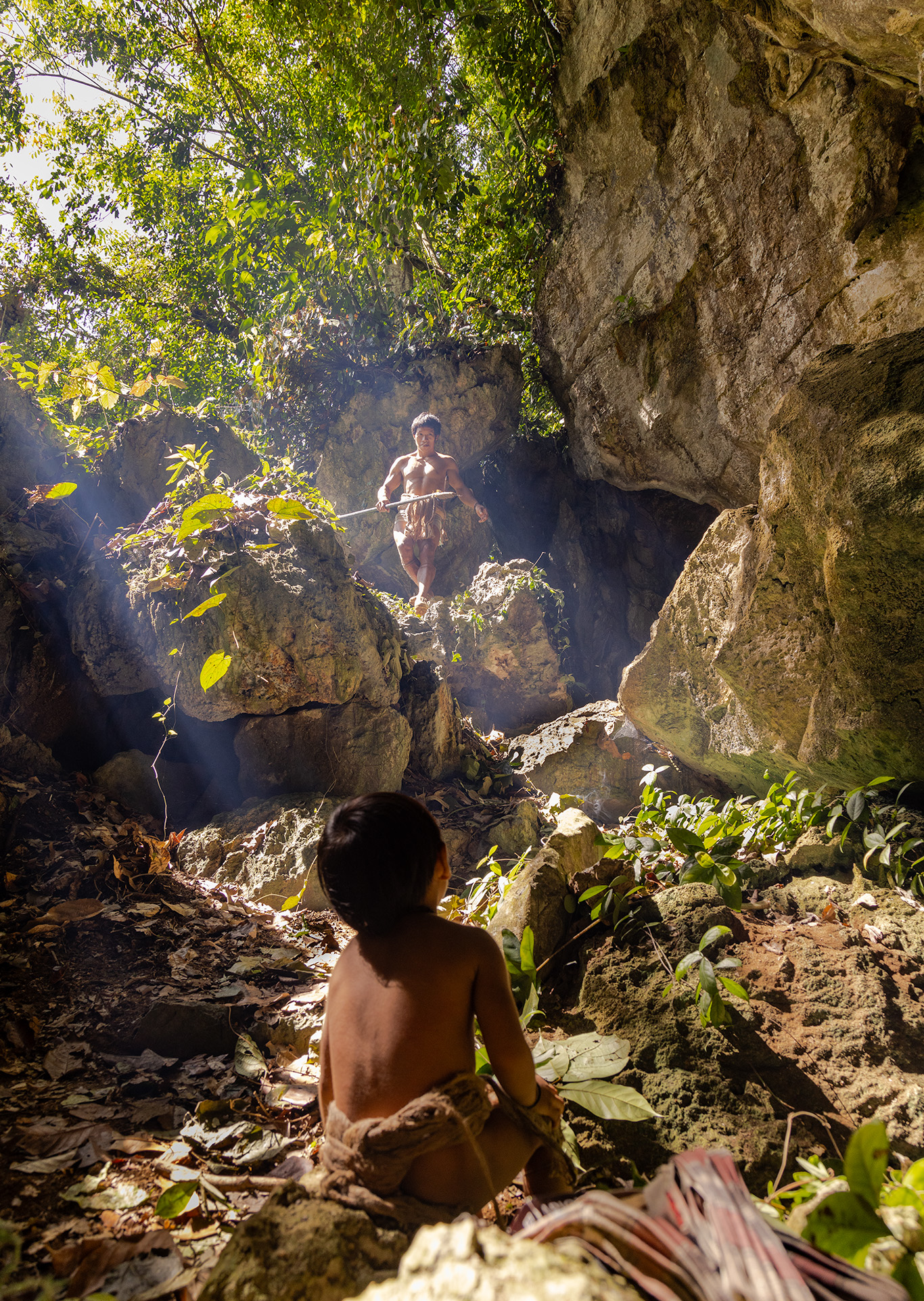 Cave Punan Batu - Hunter-gatherers - father and son